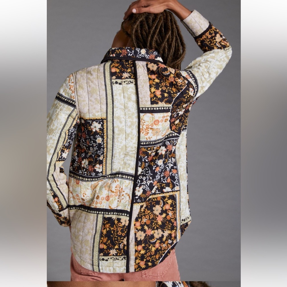 Anthropologie Jacket Patchwork Quilted Jacket Floral Boho Coat Size S - Picture 2 of 14